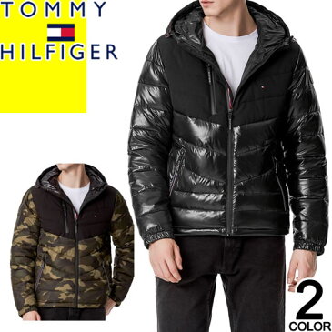 トミーヒルフィガー TOMMY HILFIGER ダウン ダウンジャケット アウター メンズ 軽量 防寒 ゴルフ 大きいサイズ ブランド 黒 迷彩 ブラック カモ ESSENTIAL MIX PUFFER HOODIE 150AN266