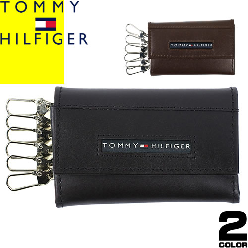 トミーヒルフィガー キーケース（レディース） トミーヒルフィガー TOMMY HILFIGER キーケース メンズ レディース 2024年春夏新作 6連 革 本革 ポケット付き シンプル ブランド おしゃれ 入学祝 プレゼント ギフト 黒 ブラック ブラウン CAMBRIDGE 6 HOOK KEYCASE 31TL17X017 [ネコポス発送]