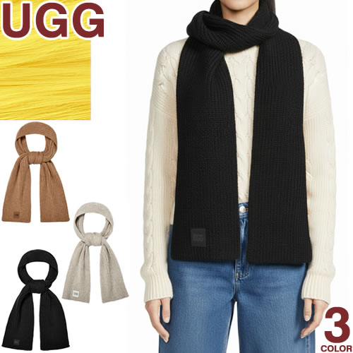 Rakuten - アグ UGG マフラー チャンキー リブ スカーフ レディース 2025年秋冬新作 ニット ロゴ 冬 防寒 厚手 通勤 通学 おしゃれ かわいい ブランド プレゼント 黒 茶色 ブラック ブラウン グレー CHUNKY RIB SCARF 101106 [YP発送]