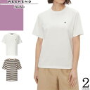 ウィークエンド マックスマーラ Weekend MaxMara Tシャツ レディース 半袖 2024年春夏新作 クルーネック 丸首 コットン 綿100% ロゴ 刺繍 おしゃれ 大きいサイズ ブランド ボーダー 白 ホワイト DEODARA T-SHIRT [ゆうパケ発送]