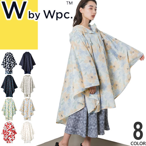 wpc w.p.c レインコート ポンチョ レディース 2024年春夏新作 カッパ 雨具 撥水 防水 おしゃれ 自転車 通学 通勤 ロング丈 ブランド 紺 ネイビー 花柄 R003 ゆうパケ発送