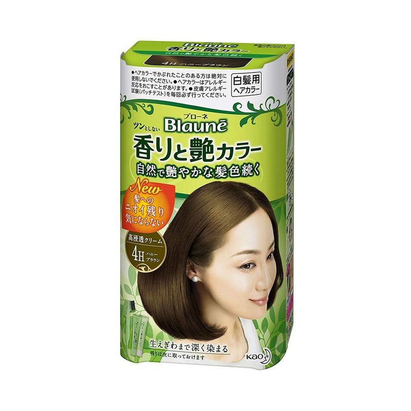 花王 ブローネ 香りと艶カラークリーム 4H ハニーブラウン ヘアカラー 部分染め 根元 クリームタイプ 生え際 分け目 ブラウン 茶色 明..