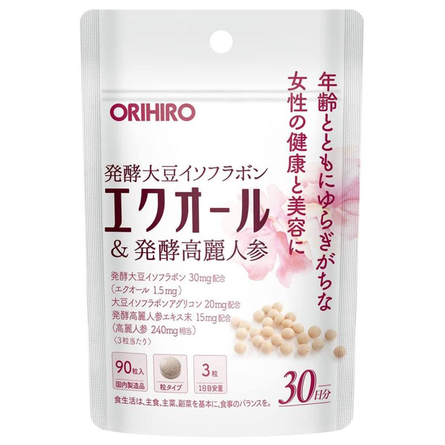 オリヒロ エクオール＆発酵高麗人参(90粒入) 大豆イソフラボン イソフラボン サプリメント 更年期 サプリ