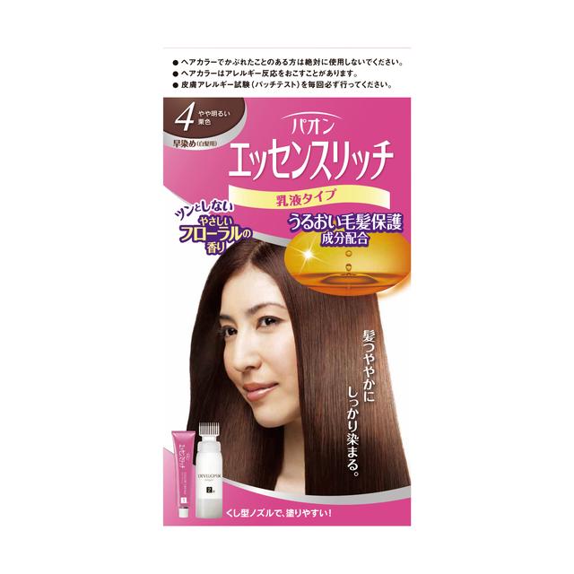 パオン エッセンスリッチ 乳液タイプ 4 やや明るい栗色 50g+50ml 白髪染め　白髪用早染めタイプ ヘアケア ヘアカラー フローラルの香り