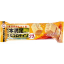 【1本満足バー ギガプロテイン キャラメルの商品詳細】 ●1食分のたんぱく質（プロテイン27g）を美味しく摂取することができるシリアルチョコバー。 ●キャラメル風味のチョコに大豆パフを混ぜ合わせ、ミルキーな甘さとザクザク食感を楽しめます。 ●ボリューム感と満足感のあるサイズを実現。 ●1食分の10種のビタミン、1食分の鉄を配合。 ●一口サイズに割りやすいスリット入り。 ●たんぱく質量とボリューム感が伝わるネーミング「ギガプロテイン」、さらに「1本満足バー」ブランドであることを目立たせたデザインです。 【召し上がり方】 開封後はお早めにお召し上がりください。 【品名・名称】 準チョコレート菓子 【1本満足バー ギガプロテイン キャラメルの原材料】 準チョコレート(砂糖、植物油脂、全粉乳、ココアバター、脱脂粉乳)(国内製造)、大豆パフ(大豆たん白、でん粉、植物油脂)、大豆パフ(大豆たん白、でん粉)(小麦を含む)、大豆たん白、ホエイたん白、植物油脂、粉末カラメルソース、キャラメルパウダー／乳化剤、トレハロース、炭酸Ca、香料(アーモンド由来)、ピロリン酸第二鉄、着色料(カロテノイド、フラボノイド)、ナイアシン、V.E、パントテン酸Ca、V.A、V.B6、V.B2、V.B1、葉酸、V.D、V.B12 【栄養成分】 1本(65g)当たり エネルギー：326kcal、たんぱく質：30g、脂質：16g、炭水化物：16.15g(糖質：15g、食物繊維：0.1〜2.2g)、食塩相当量：0.5〜1.4g、鉄：3.2〜10.5mg、ビタミンA：370〜1300μg、ビタミンB1：0.49〜1.2mg、ビタミンB2：0.54〜1.3mg、ビタミンB6：0.64〜2.0mg、ビタミンB12：1.1〜5.8μg、ビタミンD：2.7〜8.0μg、ビタミンE：2.4〜5.2mg、ナイアシン：6.3〜17mg、葉酸：110〜470μg、パントテン酸：2.3〜7.5mg 【アレルギー物質】 小麦・乳成分・アーモンド・大豆 【保存方法】 直射日光・高温多湿を避け、28度以下で保存してください。 【注意事項】 ・かための食感のため、歯をいためないようご注意ください。 ・妊産婦・乳幼児・小児は本品の喫食を避けてください。 ・チョコレートは高温になると油脂分が溶け、冷えると白く固まることがあります。召し上がってもさしつかえありませんが、本来の風味より劣ります。 ・開封後はお早めにお召し上がりください。 【原産国】 日本 【ブランド】 1本満足バー 【発売元、製造元、輸入元又は販売元】 アサヒグループ食品 130-8602 東京都墨田区吾妻橋1-23-1 アサヒグループ本社ビル 広告文責 株式会社マイドラ 登録販売者：林　叔明 電話番号：03-3882-7477 ※パッケージデザイン等、予告なく変更されることがあります。ご了承ください。