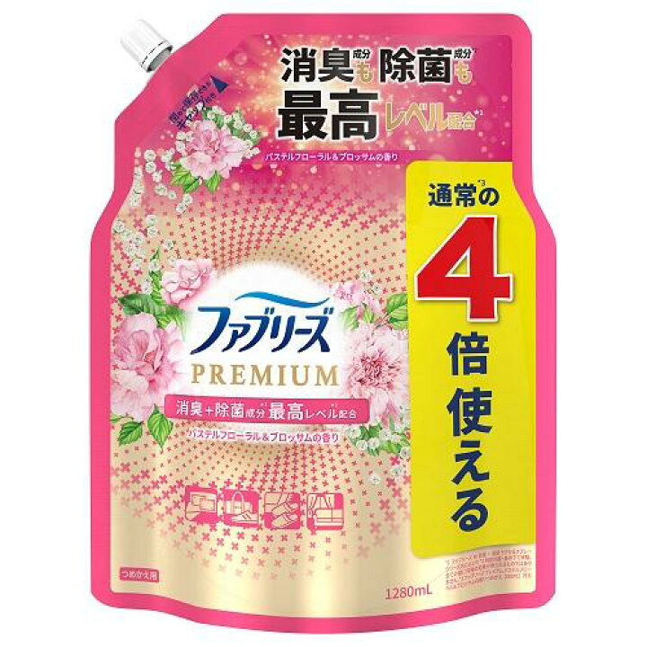 ファブリーズ PREMIUM 消臭スプレー 布用 パステルフローラル＆ブロッサム 詰め替え(1280ml) 除菌 消臭　プレミアム 消臭剤 芳香剤