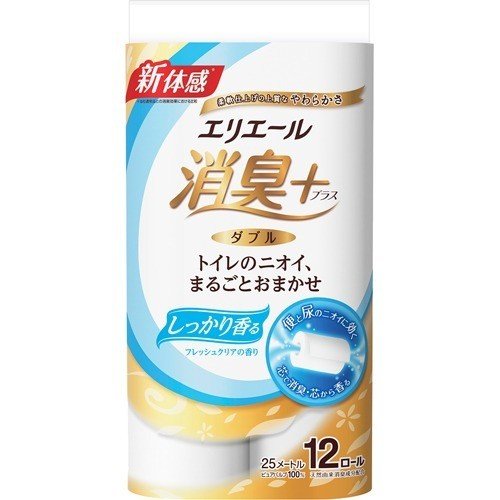 大王製紙 エリエール消臭＋トイレット ダブル25m 12個 × 6個大王製紙 トイレットティシュー パルプ 消臭 柿タンニン 茶カテキン 気密性..