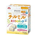 【森永 チルミル エコらくパック つめかえの商品詳細】 ●満1歳頃からの乳幼児に大切な栄養をバランスよく配合したフォローアップミルクです。 ●牛乳や離乳食では不足しがちな鉄分などの栄養を補えます。 ●初乳に含まれるラクトフェリンが、赤ちゃんをしっかり守ります。 ●母乳に含まれるDHA、スフィンゴミエリンを含んでいます。 ●3種類のオリゴ糖が、母乳育ちに近いうんちを手助けします。 ●溶けが良く、赤ちゃんを待たせることなく、ササッと作れます。 ●1歳〜3歳頃(満9カ月頃からでもご使用いただけます。) 【品名・名称】 種類別：調製粉乳 【森永 チルミル エコらくパック つめかえの原材料】 乳糖、でんぷん分解物、調整脂肪(パーム油、パーム核油、大豆油、カノーラ油)、ホエイパウダー、カゼイン、脱脂粉乳、乳清たんぱく質、バターミルクパウダー、乳糖分解液(ラクチュロース)、ガラクトオリゴ糖液糖、精製魚油、ラフィノース、カゼイン消化物、ビフィズス菌末／炭酸カルシウム、塩化マグネシウム、リン酸三カルシウム、リン酸三カリウム、レシチン、クエン酸三ナトリウム、塩化カルシウム、炭酸カリウム、リン酸水素二カリウム、ビタミンC、ラクトフェリン、塩化カリウム、ピロリン酸第二鉄、クエン酸、ニコチン酸アミド、ビタミンE、パントテン酸カルシウム、シチジル酸ナトリウム、イノシン酸ナトリウム、グアニル酸ナトリウム、ウリジル酸ナトリウム、ビタミンA、ビタミンB6、5’-アデニル酸、ビタミンB1、ビタミンB2、葉酸、β-カロテン、ビタミンD3、ビタミンB12 【栄養成分】 製品100g当たり 熱量：460kcal、たんぱく質：14.0g、脂質：18.0g、炭水化物：61.0g、食塩相当量：0.58g、ビタミンA：500μg、ビタミンB1：0.7mg、ビタミンB2：0.8mg、ビタミンB6：0.75mg、ビタミンB12：1.4μg、ビタミンC：60mg、ビタミンD：4.7μg、ビタミンE：5.4mg、ビタミンK：27μg、ナイアシン：6.2mg、パントテン酸：5mg、葉酸：130μg、カリウム：720mg、カルシウム：720mg、鉄：8.5mg、マグネシウム：90mg、リン：380mg ラクトフェリン：55mg、リノール酸：2.5g、α-リノレン酸：0.4g、ドコサヘキサエン酸(DHA)：75mg、リン脂質：300mg、スフィンゴミエリン：46mg、ラクチュロース：400mg、ラフィノース：300mg、ガラクトオリゴ糖：300mg、β-カロテン：42μg、ヌクレオチド：6mg、塩素：540mg、灰分：4.0g、水分：3.0g 【アレルギー物質】 (27品目中) 乳成分、大豆 【保存方法】 ・直射日光を避け、乾燥した涼しい清潔な場所に保管して下さい。 【注意事項】 ・直射日光を避け室温で保存してください。 ・「森永チルミル」エコらくパックは専用ケースに袋ごと入れ替えてご使用下さい。専用ケースや缶に粉ミルクだけを詰め替えることはおやめください。 ・専用ケースは入れ替え前に洗って乾かし衛生的に使用して下さい。 ・専用ケースへの入れ替え後は、湿気、虫、ほこり、髪の毛などが入らないようにフタをきちんとしめてください。 ・専用スプーンを使用した後は洗って乾かし、専用ケースに入れずに衛生的に保管して下さい。 ・ミルクに湿気や水滴が入ると固まることがありますので、よく乾いたスプーンを使用して下さい。 ・専用ケースへの入れ替え後は湿気を避け、乾燥した涼しい清潔な場所に保管し、冷蔵庫には入れないでください。 ・専用ケースへ入れ替え後はなるべく早く(1カ月以内)使い切るようにしてください。 【ブランド】 チルミル 【発売元、製造元、輸入元又は販売元】 森永乳業 ※説明文は単品の内容です。 商品に関するお電話でのお問合せは、下記までお願いいたします。 受付時間 平日9：00-17：00(年末年始を除く) 商品全般：0120-369-744 育児・栄養食品：0120-303-633 リニューアルに伴い、パッケージ・内容等予告なく変更する場合がございます。予めご了承ください。 ・単品JAN：4902720144926 森永乳業 108-8384 東京都港区芝5-33-1※お問合せ番号は商品詳細参照 広告文責 株式会社マイドラ 登録販売者：林　叔明 電話番号：03-3882-7477 ※パッケージデザイン等、予告なく変更されることがあります。ご了承ください。