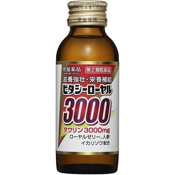 【医薬品の使用期限】 使用期限180日以上の商品を販売しております ●使用上の注意 ■■してはいけないこと■■ ■■相談すること■■ 1.服用後、次の症状があらわれた場合は副作用の可能性があるので、直ちに服用を 中止し、この製品を持って医師、薬剤師または登録販売者に相談すること 皮ふ:発疹/消化器:吐き気・嘔吐・胃部不快感 2.服用後、次の症状があらわれることがあるので、このような症状の持続または増 強がみられた場合には、服用を中止し、この製品を持って医師、薬剤師または登 録販売者に相談すること 軟便、下痢 3.しばらく服用しても症状がよくならない場合は服用を中止し、この製品を持って 医師、薬剤師または登録販売者に相談すること ●効能・効果 ○滋養強壮 ○虚弱体質 ○肉体疲労・病中病後・胃腸障害・栄養障害・発熱性消耗性疾患・妊娠授乳期などの 場合の栄養補給 ●用法・用量 成人(15才以上)1日1回、1びん(100mL)を服用すること。 ●用法・用量を守ること。 ●成分・分量 1日量(100mL)中 タウリン3000mg、ニンジンエキス40.3mg(原生薬換算量600mg)、 イカリソウ流エキス0.3mL(原生薬換算量300mg)、 乳酸カルシウム水和物310mg、ローヤルゼリー50mg、 ベンフォチアミン(ビタミンB1誘導体)10mg、 リボフラビンリン酸エステルナトリウム(ビタミンB2)5mg、 ピリドキシン塩酸塩(ビタミンB6)25mg、ニコチン酸アミド30mg、 無水カフェイン50mg 添加物:液糖、D-ソルビトール、pH調節剤(クエン酸)、安息香酸Na、 香料(エタノール、プロピレングリコール、バニリン、グリセリン) ●ビタミンB2により尿が黄色くなることがある。 ●保管及び取扱いの注意 (1)直射日光の当たらない涼しい所に保管すること。 (2)小児の手のとどかない所に保管すること。 (3)他の容器に入れかえないこと。(誤用の原因になったり品質が変わる。) (4)期限を過ぎた製品は服用しないこと。 (5)生薬を含むため、まれに混濁を生じることがありますが、服用には支障はあり ません。 ●お問い合わせ先 常盤薬品工業株式会社 大阪市中央区安土町3-5-12 0120-875-710 広告文責 株式会社マイドラ 登録販売者：林　叔明 電話番号：03-3882-7477 ※パッケージデザイン等、予告なく変更されることがあります。ご了承ください。