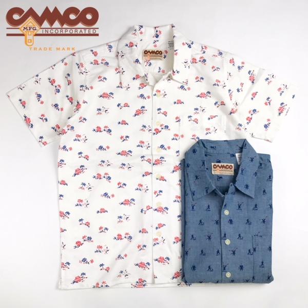 ※代引き不可 ★セール★ 送料無料 CAMCO【カムコ】半袖 プリント オープンカラー シャツ メンズ(男性用) 【smtb-m】