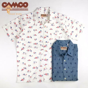 送料無料 CAMCO【カムコ】 半袖 プリント オープンカラー シャツ メンズ(男性用) 【smtb-m】