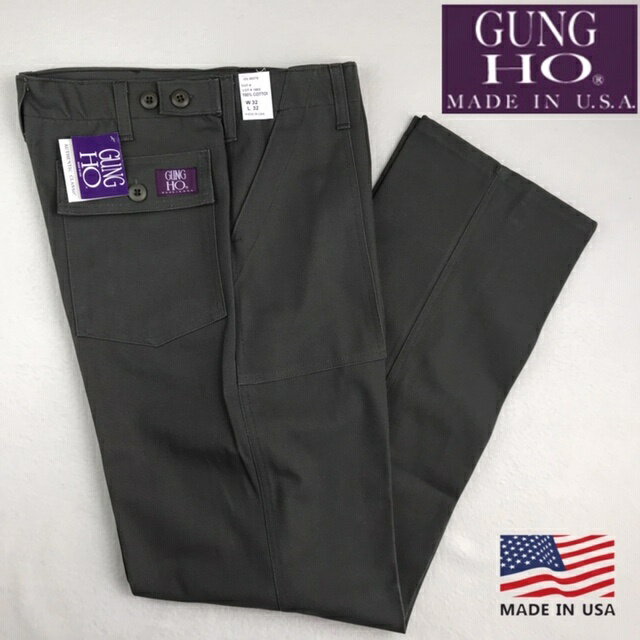 アメリカ製 送料無料 GUNG HO【ガンホー】1802 PANTS コットン ヘビーキャンバス ファティーグパンツ ベーカーパンツ メンズ(男性用)【smtb-m】