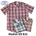 送料無料 BAGGY2 SN MADRAS B.D S/S 半袖 マドラスチェック シャツ 半袖シャツ メンズ(男性用) 