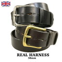 レザーベルト イギリス製 送料無料 REAL HARNESS【リアルハーネス】ブライドルレザー BELT-3.8 幅3.8cm 「太い」レザーベルト メンズ(男性用)【smtb-m】