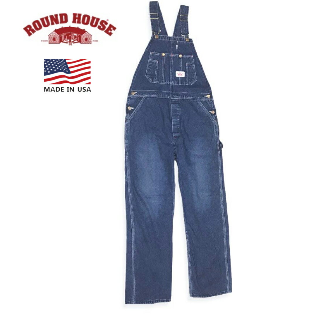 アメリカ製 送料無料 ROUND HOUSE016 OVERALLS WASHED ウォッシュドオーバーオール メンズ(男性用) 