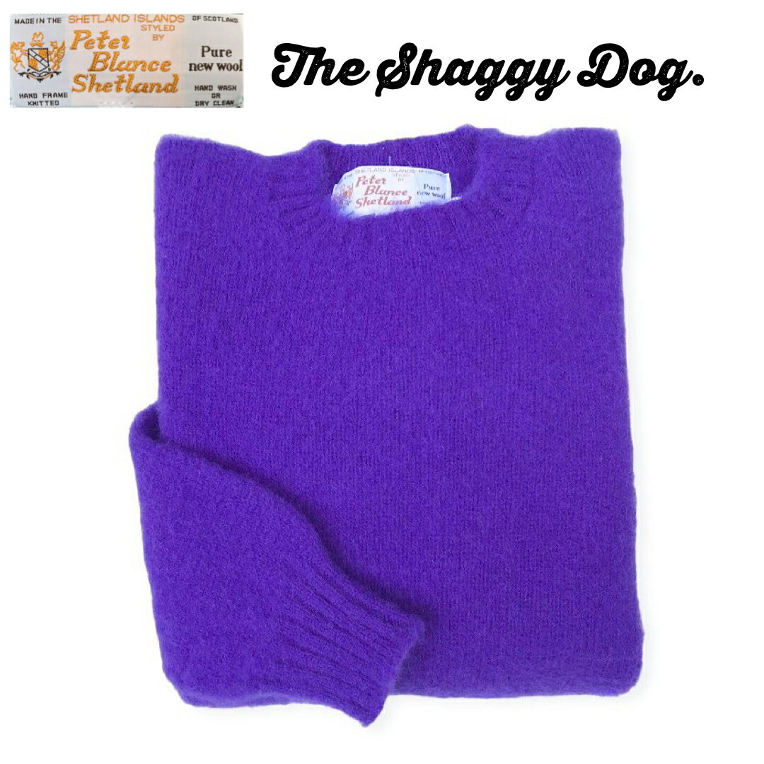 スコットランド製 送料無料 PETER BLANCESEAMLESS CREW SWEATER シャギードッグセーター 600-VIOLET メンズ(男性用)