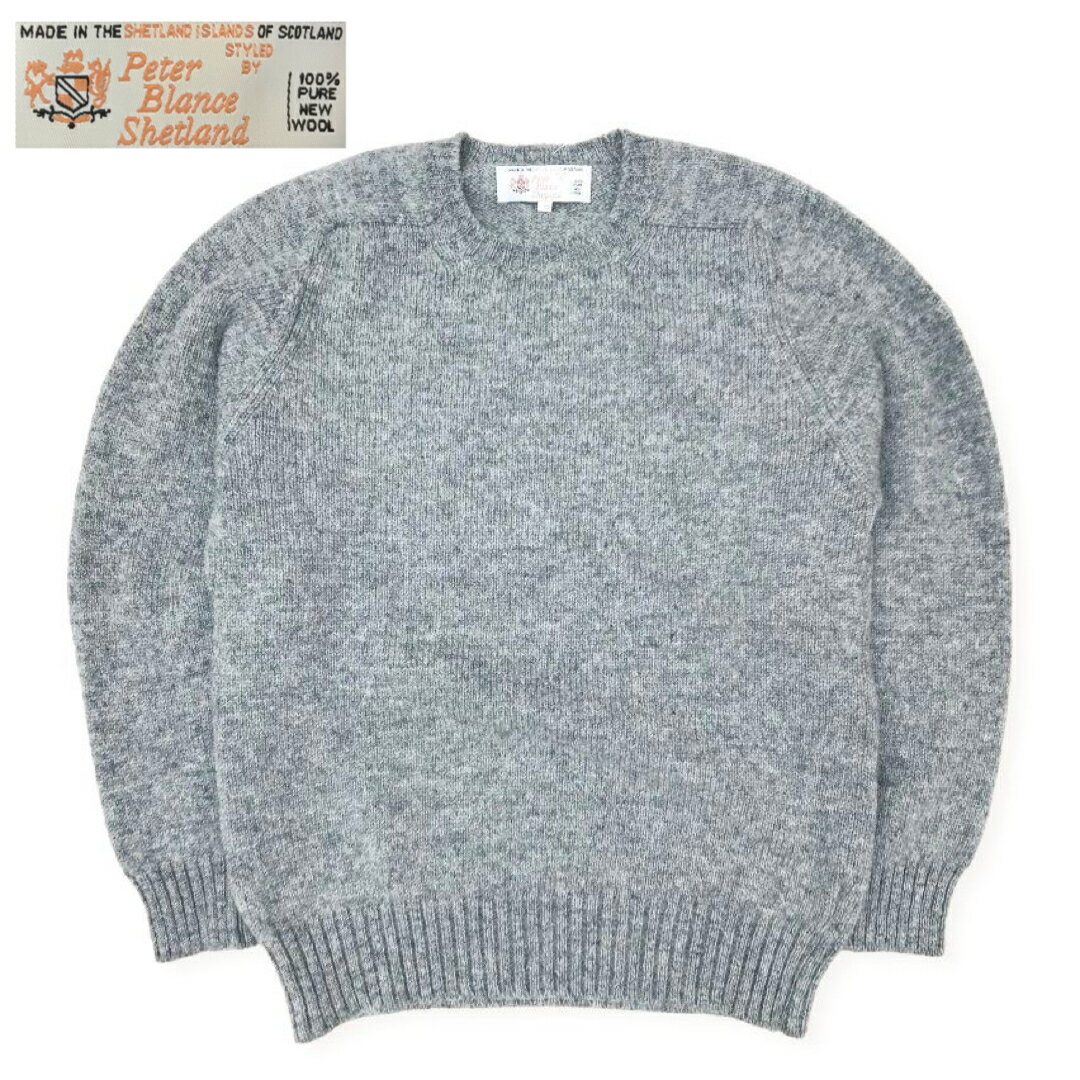 楽天インポートショップ　メインスコットランド製 送料無料 PETER BLANCE 【ピーターバランス】320-STEEL SADDLE CREW SWEATER シェットランドセーター メンズ（男性用）【smtb-m】