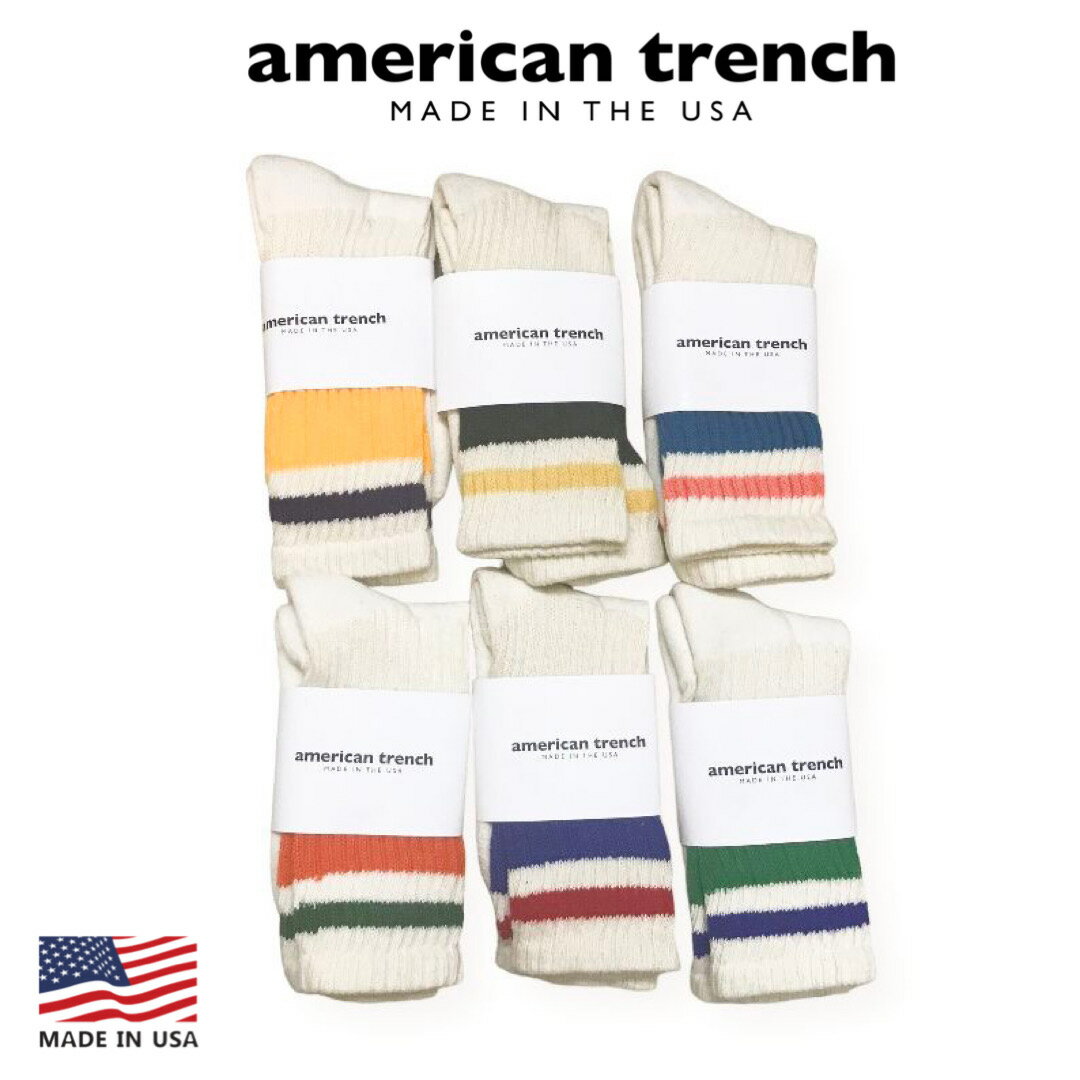 アメリカ製 AMERICAN TRENCH【アメリカン トレンチ】RETRO STRIPE レトロストライプ ソックス 靴下メンズ(男性用)