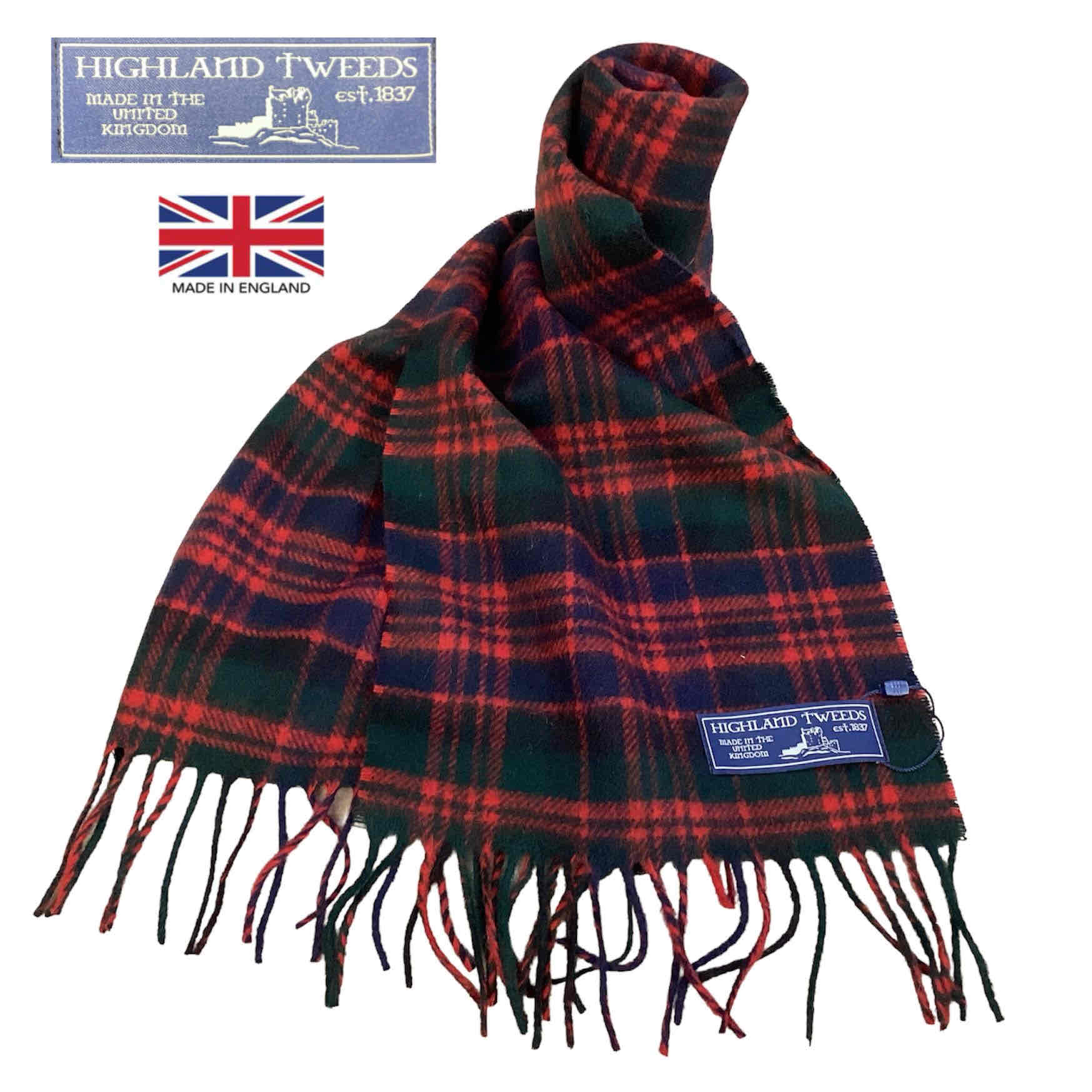 マフラー メンズ（5000円程度） イギリス製 送料無料 HIGHLAND TWEEDS【ハイランドツイード】BRONTE【ブロンテ】MACDONALD マフラー スカーフ メンズ レディース (男女兼用)【smtb-m】