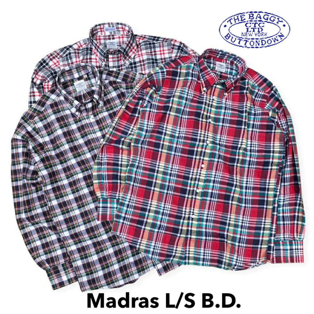 NET限定　期間限定(5/10-5/31)　マドラスフェア対象品 送料無料 BAGGY2 SN MADRAS B.D L/S 長袖 マドラスチェック メンズ(男性用)