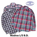 送料無料 BAGGY【バギー】2 SN MADRAS B.D L/S 長袖 マドラスチェック メンズ(男性用)【smtb-m】