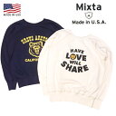 送料無料 アメリカ製 MIXTAP-SWEAT L/S ラグラン プリントスウェット メンズ(男性用)