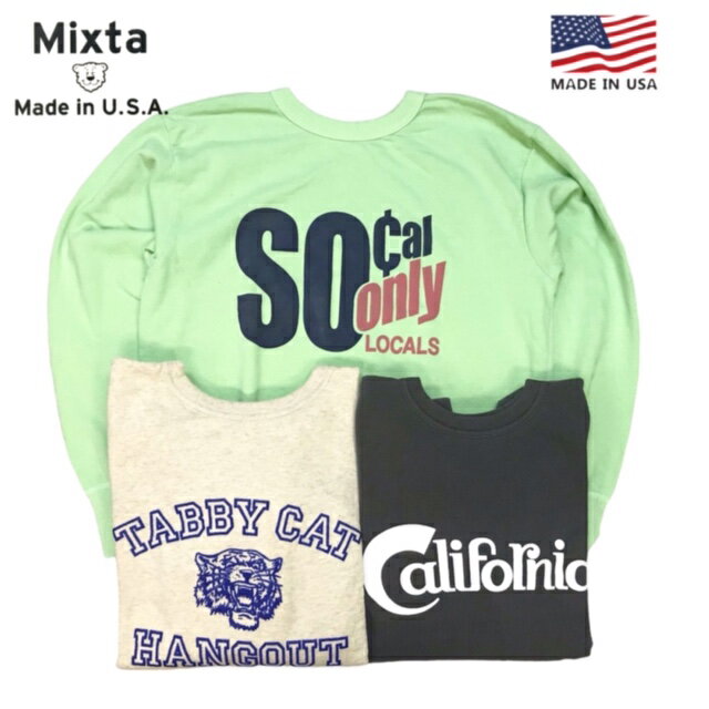 送料無料 アメリカ製 MIXTAP-SWEAT L/S セットイン プリントスウェット メンズ(男性用)