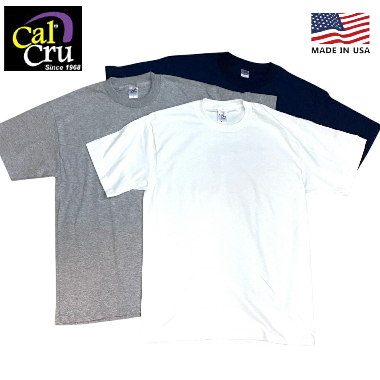 楽天インポートショップ　メインアメリカ製 CAL-CRU【カルクルー】TEE S/S 半袖Tシャツ 無地 メンズ（男性用）