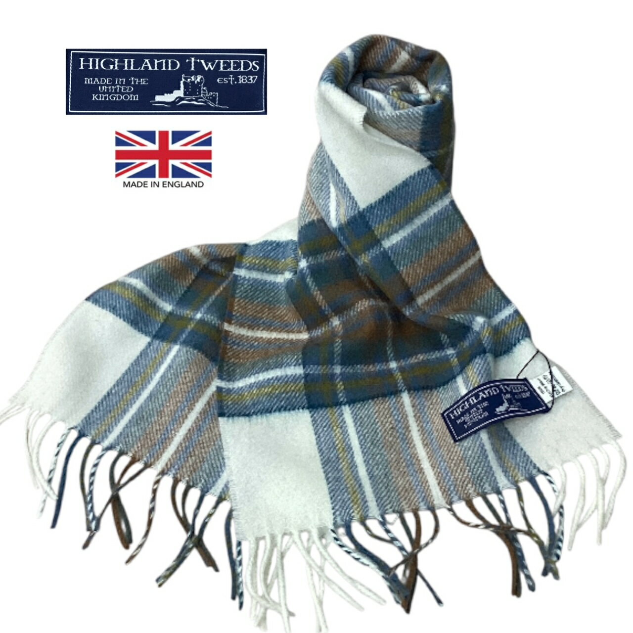 イギリス製 送料無料 HIGHLAND TWEEDS【ハイランドツイード】BRONTE【ブロンテ】M.B.S マフラー スカー..