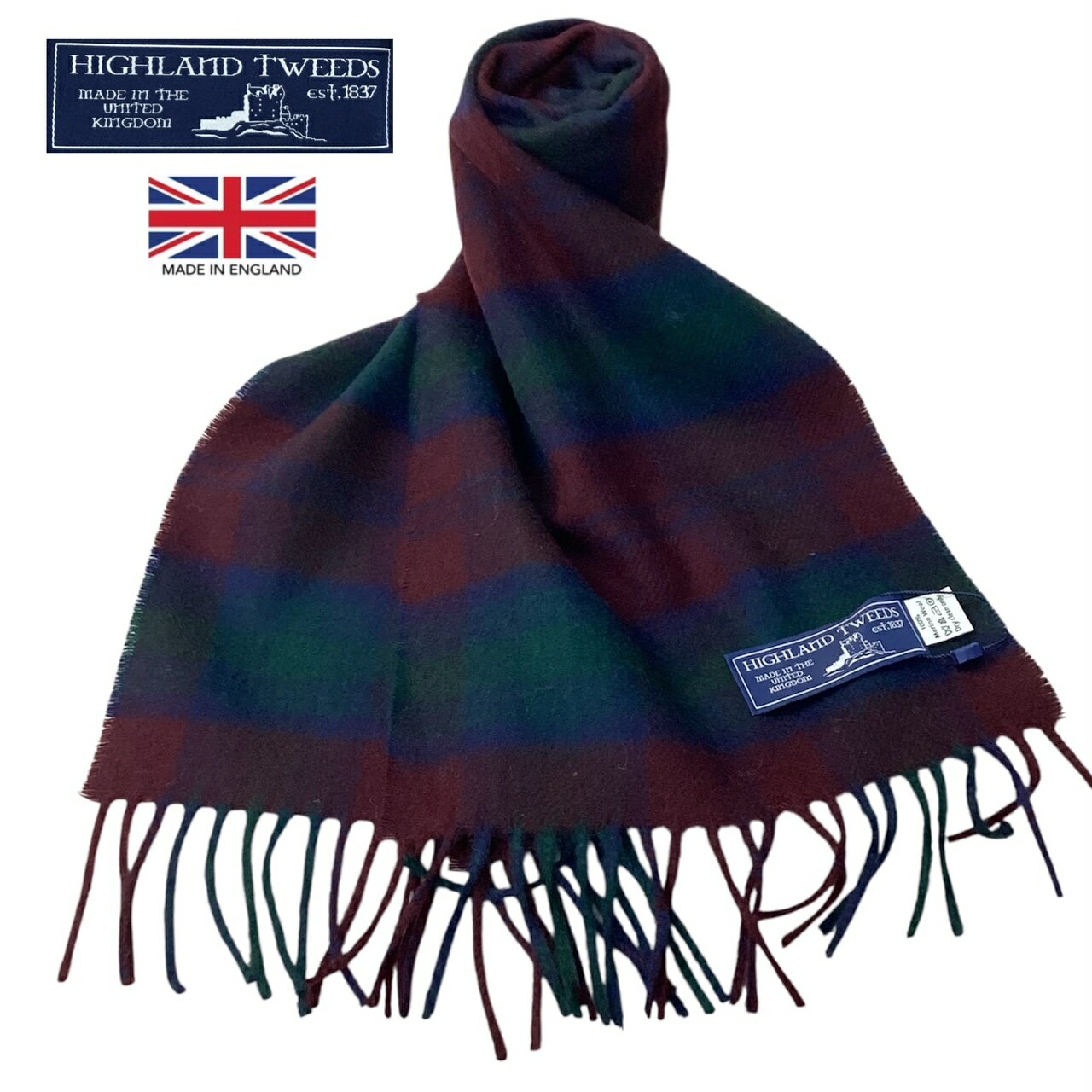 イギリス製 送料無料 HIGHLAND TWEEDS【ハイランドツイード】BRONTE【ブロンテ】LINDSAY マフラー スカ..