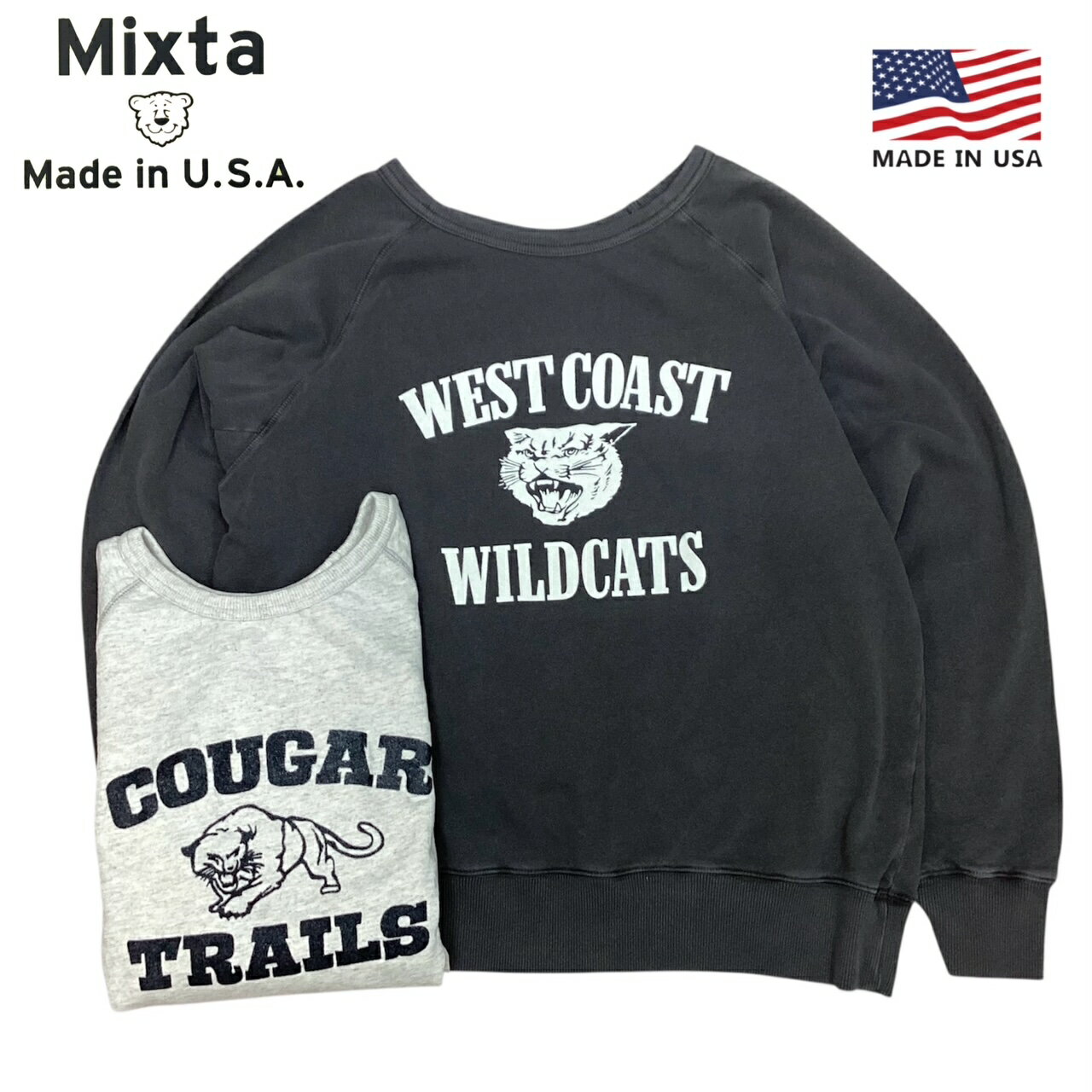 アメリカ製 送料無料 MIXTA【ミクスタ】P-SWEAT L/S ラグラン プリントスウェット メンズ(男性用)【smtb-m】