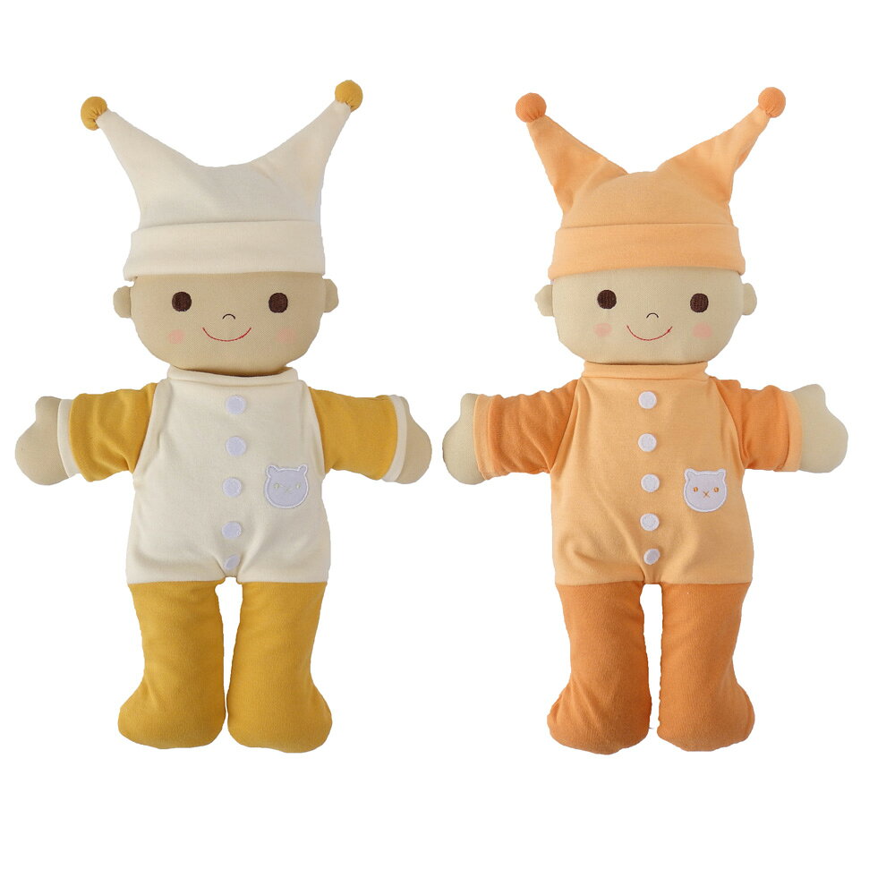 布製 抱き人形2体セット オレンジ・イエロー ぬいぐるみ おままごと ごっこ遊び 着...