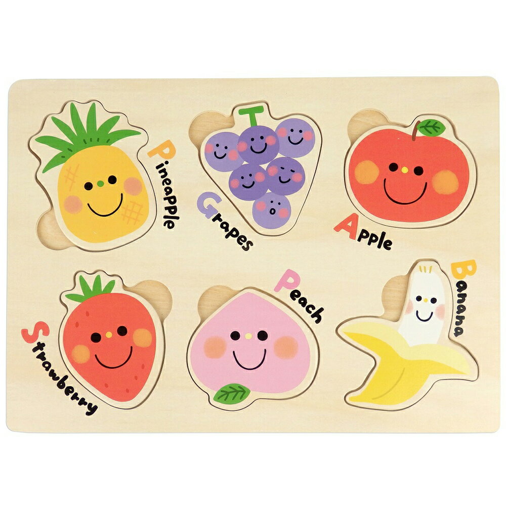木製パズル わくわくフルーツ 入門パズル 6ピース 保育 知育玩具 モンテッソーリ 形合わせ おもちゃ 玩具 りんご アップル イチゴ ストロベリー ピーチ 桃 バナナ パイナップル ぶどう グレープ 木のパズル プレゼント ギフト 景品