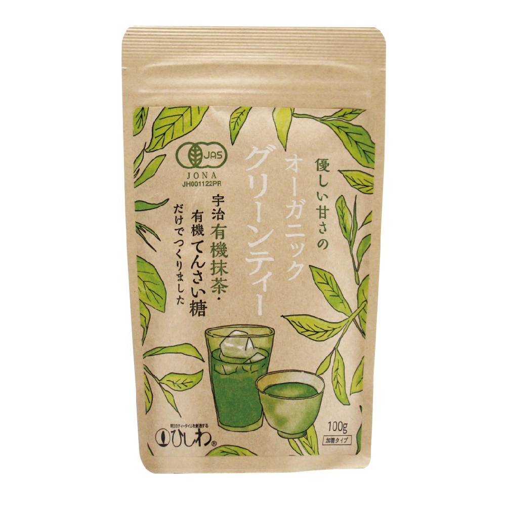 樂天商城 - 【特価】(賞味期限2026年6月19日) ひしわ オーガニックグリーンティー 100g 京都 宇治抹茶 有機抹茶 てんさい糖 オーガニック 有機JAS認定 抹茶 抹茶ラテ お菓子作り