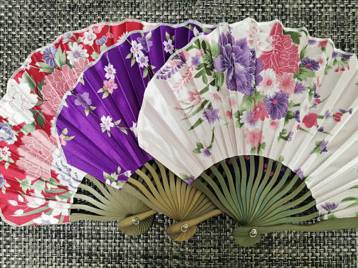 セール特価　舞龍堂 婦人扇子　芍薬　花柄　全5色　ホタテ型　メール便で送料無料