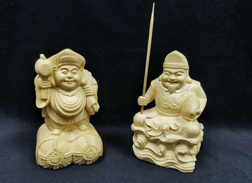 Rakuten - 舞龍堂　仏像　大黒天　恵比寿　七福神　開運招福　商売繁盛　縁起物　ひのき　檜木　天然木　一本彫　木彫り　置物