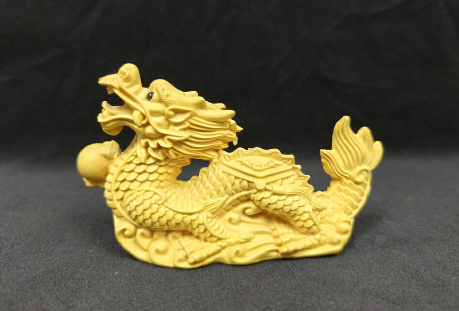 舞龍堂　『祥龍宝珠』　置物　黄楊　ツゲ　天然木　木彫り　開運　縁起物　風水　SSサイズのサムネイル