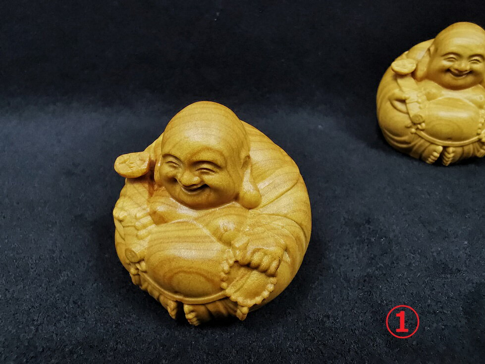 舞龍堂　仏像　円満布袋 (Sサイズ)　黄楊　ツゲ　天然木　木彫り　一本彫　縁起物　置物　現品のみ