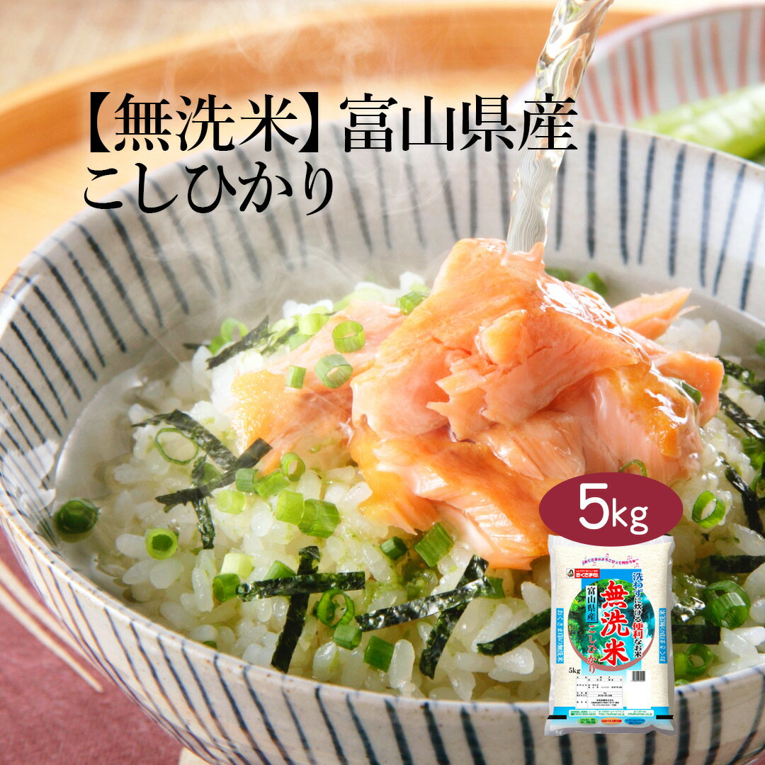 無洗米 米 5kg 『LINE新規登録で150円OFFクーポン』 コシヒカリ 富山県産 2024年産 令和6年産 送料無料 お米 白米 精米 こしひかり 5キロ 単一原料米 安くて美味しい 生活 出産 結婚 引っ越し 挨拶 贈り物 ギフト お返し おくさま印 米のサムネイル
