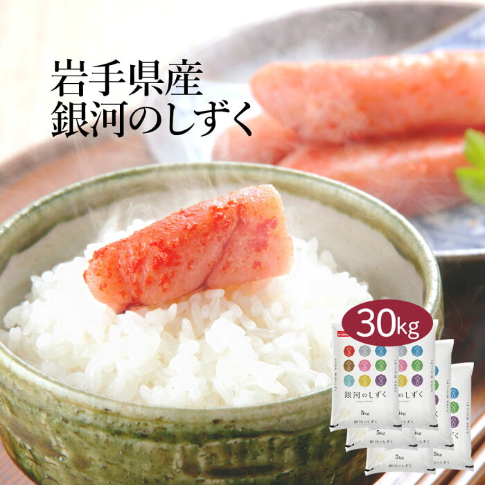 【送料無料】【令和3年産】【特A】岩手県産 銀河のしずく 30kg (5kg×6袋) ＜白米＞お米 単一原料米 おくさま印 送料込み ※沖縄・離島除く