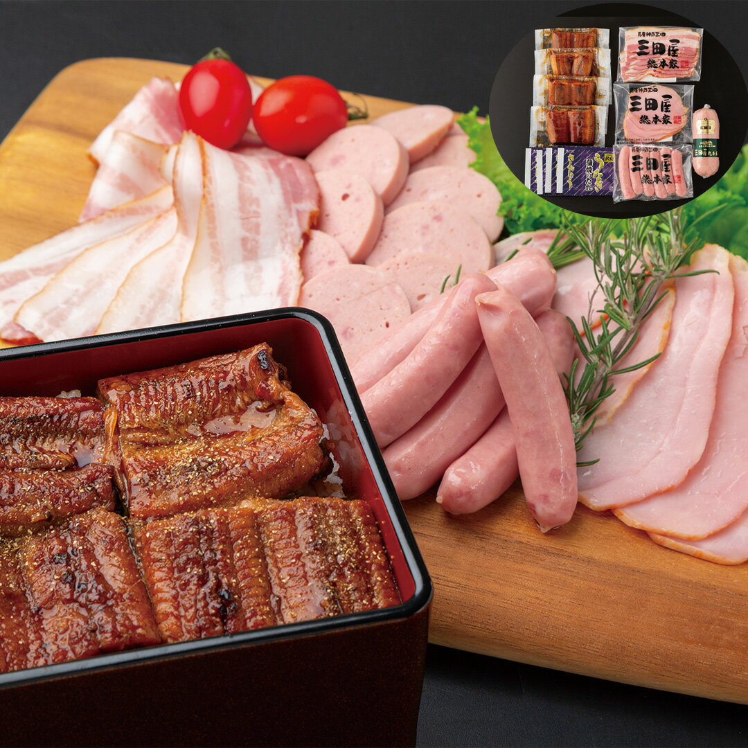 【LINE新規登録で150円OFFクーポン】 鰻楽 うなぎ蒲焼 三田屋総本家ハム 詰め合わせ うなぎ蒲焼×4 山椒付たれ×4 ハム詰め合わせ 4種×1 セット 肉 魚 加工肉 食べ物 ギフト 贈答品 お歳暮 お中元 内祝い 送料無料 【産直・メーカー直送品】