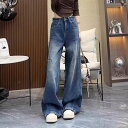 トップスを選ばない頼れるワイドパンツ フルレングス ボトム パンツ ワイド デニム ヴィンテージ カジュアル こなれ感 おしゃれ 存在感 デイリー ロングシーズン 夏 トレンド 韓国ファッション フレア レトロ ハイウエスト 美スタイル ラフ ルーズ