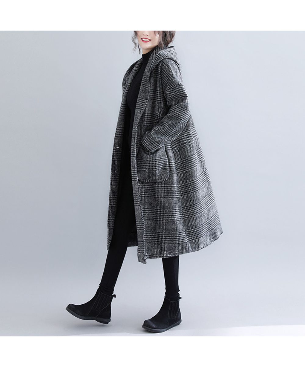 【2/5 10:00~2/6 9:59限定!】【驚異の85%OFF!!】【クーポン利用1,815円】大人トラッドstyle千鳥格子柄フードコート ミドル丈コート フードコート 綺麗め チェック柄 コート レディース 冬 軽い 暖かい きれいめ チェスターコート ロングコート アウター