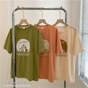 マウンテンロゴがかわいいTシャツ 半袖 ランドスケープTシャツ おしゃれ かわいい 夏 夏 サイドスリット入り(4)