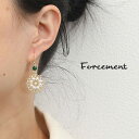万華鏡のような繊細なデザインが美しいピアス かわいい 大人っぽい ゴールドカラー パール 華やか グリーン春 春服 韓国ファッション