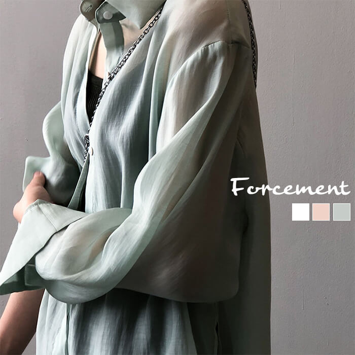 サイドリボンがポイントのシアーシャツ 透け感 透けシャツ 可愛い お洒落 大人っぽい 羽織 夏 夏