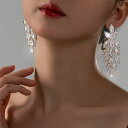 上品な輝きのリーフモチーフピアス アクセサリー 両耳 大きい 存在感 ドレススタイル パーティー お呼ばれ 結婚式 セレモニー 華やか 上品 存在感 輝き きらめき フェミニン 繊細 葉 ビッグサイズ 大人女性 デイリー おしゃれ