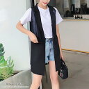 いつものコーデにプラスするだけでお洒落なノースリーブジレ ベスト 羽織 ロングベスト 韓国 夏 透け感