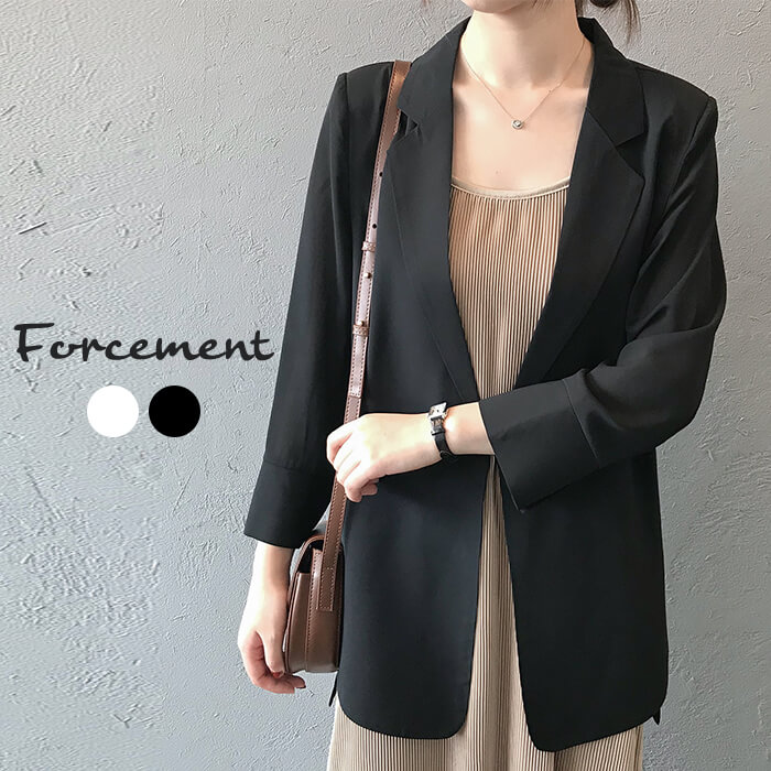 シルエットが綺麗なロングテーラードジャケット ジャケット 薄手 シフォン シンプル オシャレ 女性らしい冬 冬服 韓国ファッションのサムネイル