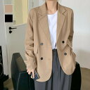 こなれ感の出るダブルテーラードジャケット 夏アウター ライトアウター オフィスカジュアル 体型カバー 上品 大人 OL